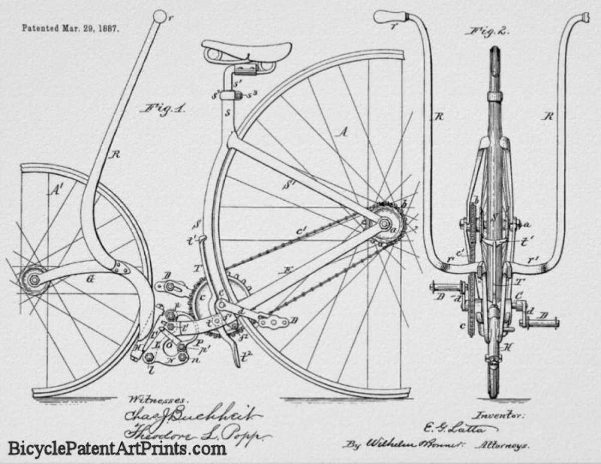 1887 Chain driven bike with long handlebars