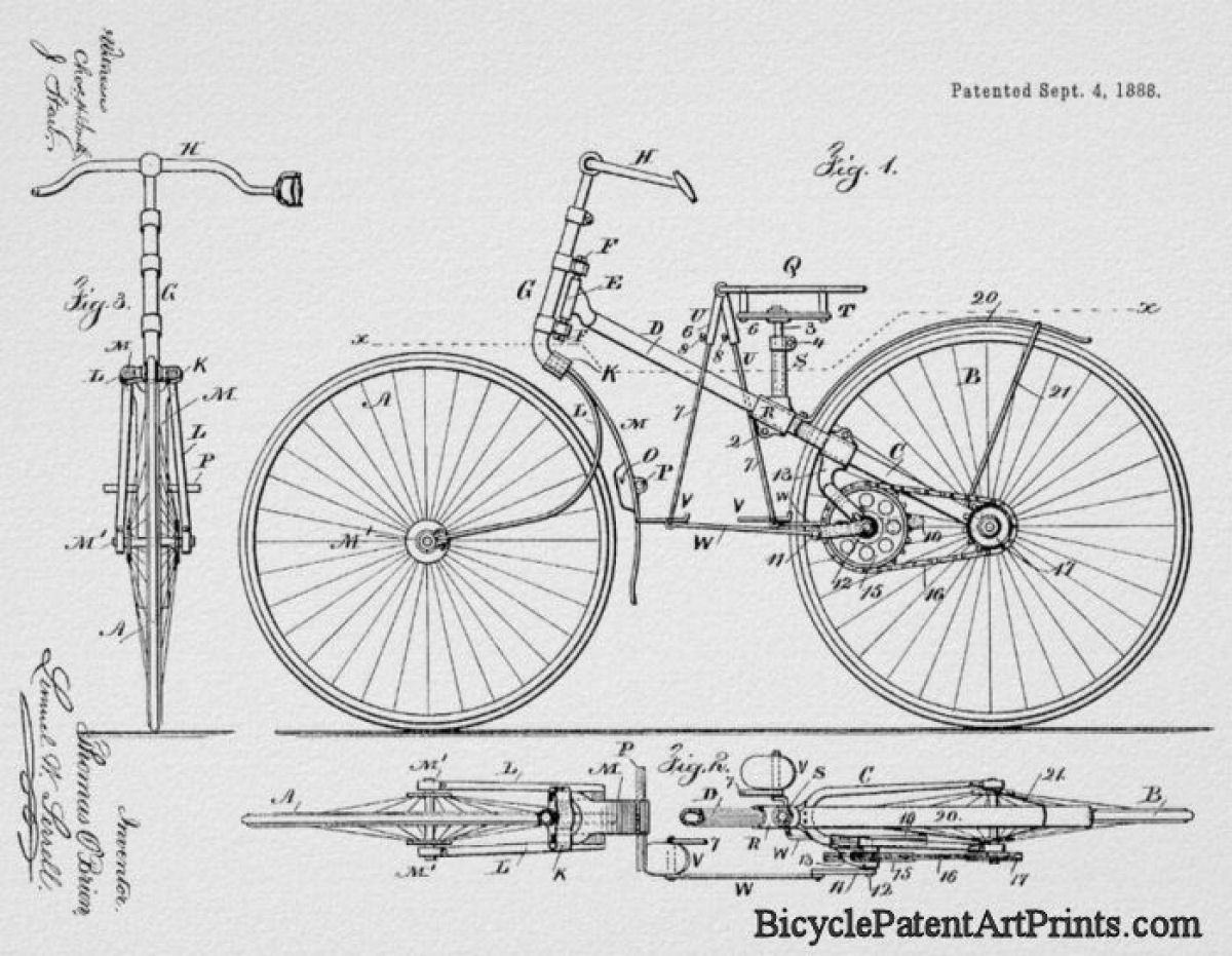 1888 Chain driven bike with propelling levers