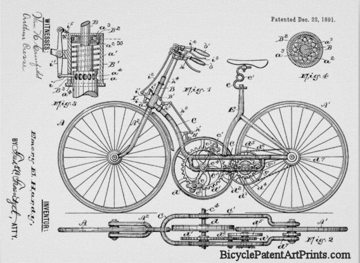 1891 Large gear bicycle with hand brake