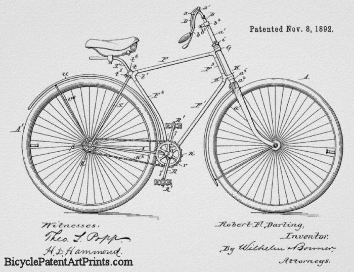 1892 Chain driven bike with front hand brake