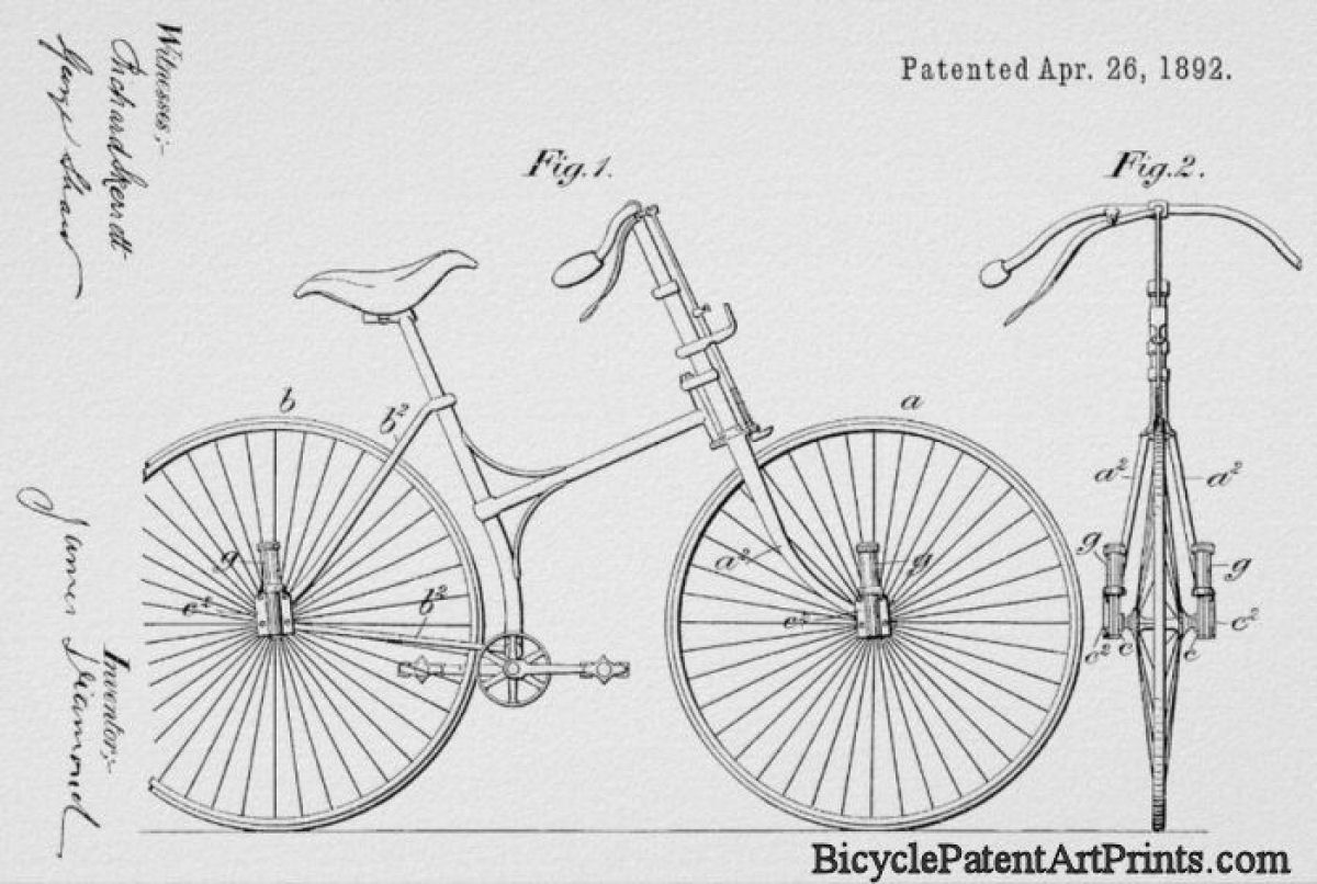 1892 bicycle spring suspension at wheel hubs
