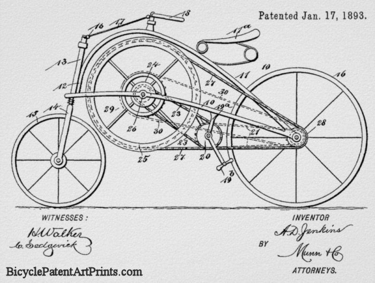1893 Chain driven bike with large double gearing and chain drives
