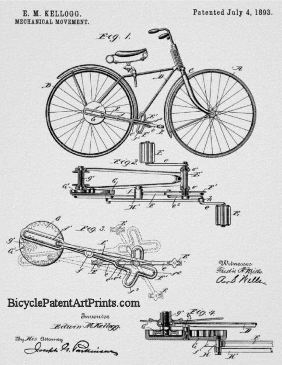 1893 Chainless mechanical movement similar to lever propelled bicycle