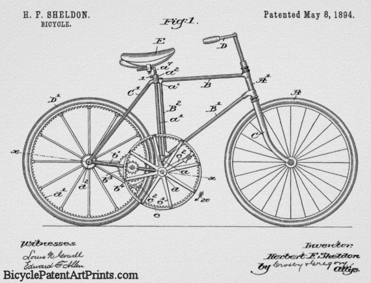 1894 Chainless gear to gear drive bicycle