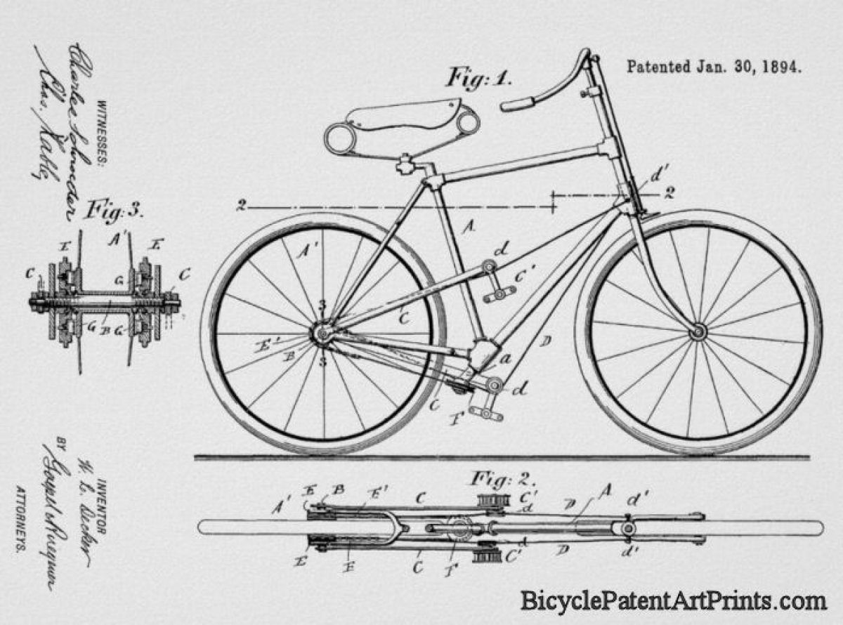 1894 bicycle propelled by levers attached to rear hub