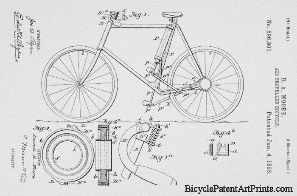 1898 air propelled pedal bicycle