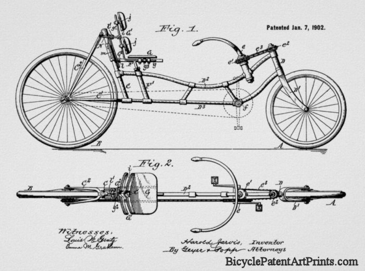 1902 Vintage recumbent bicycle patent