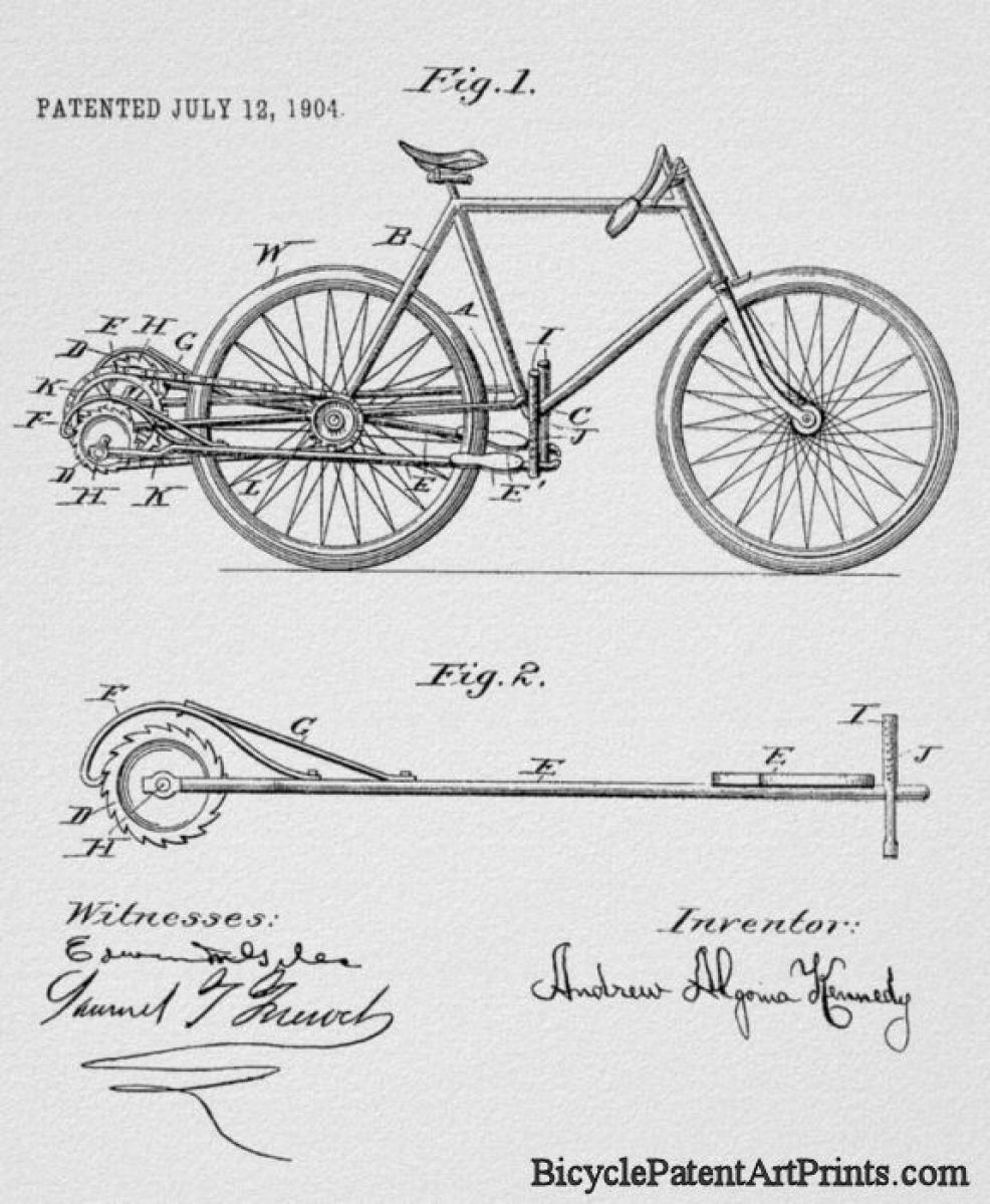 1904 Chainless lever propelled bicycle patent