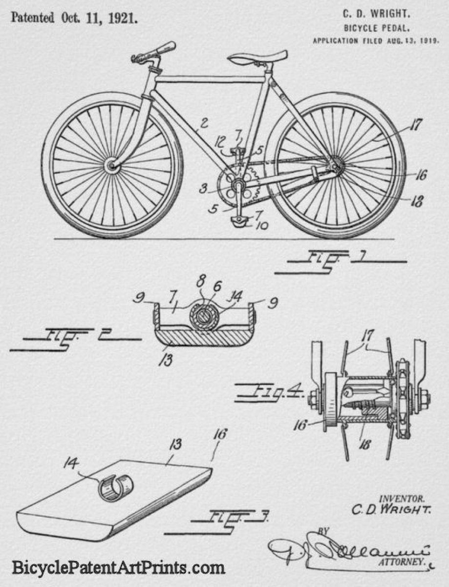 1921 Bicycle pedal for chain driven bike