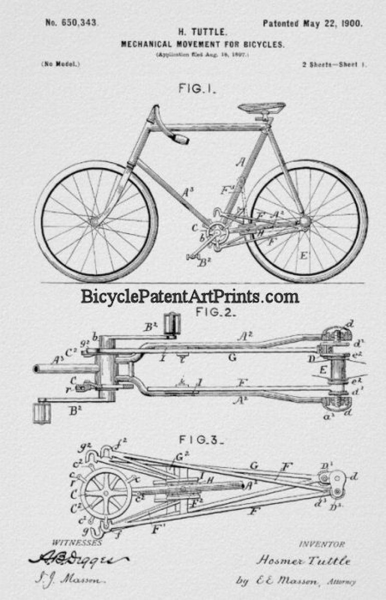 1900 Mechanical movement operated by propelling levers bicycle