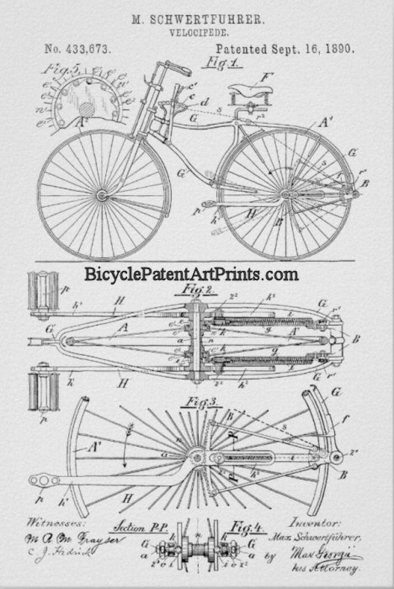 1890 Velocipede operated by propelling levers