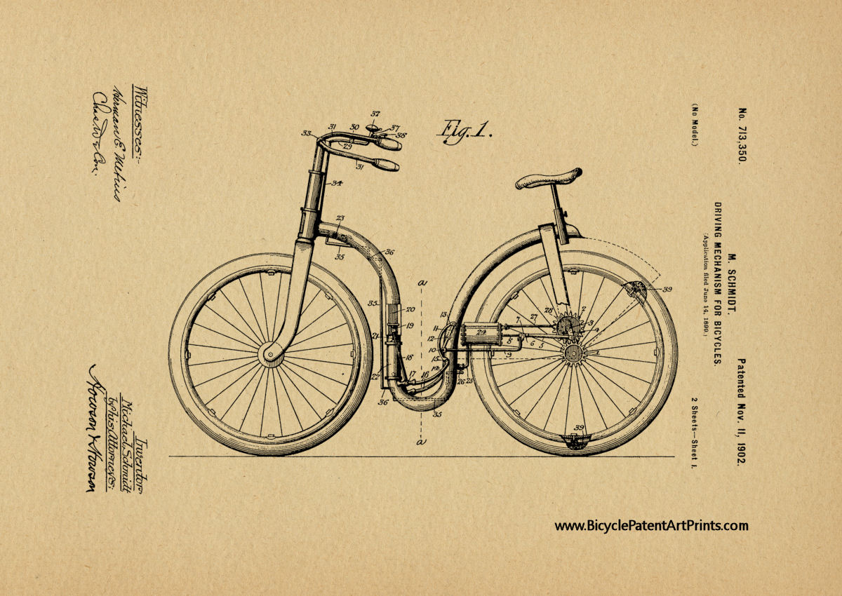 1902 driving mechanism for bicycles