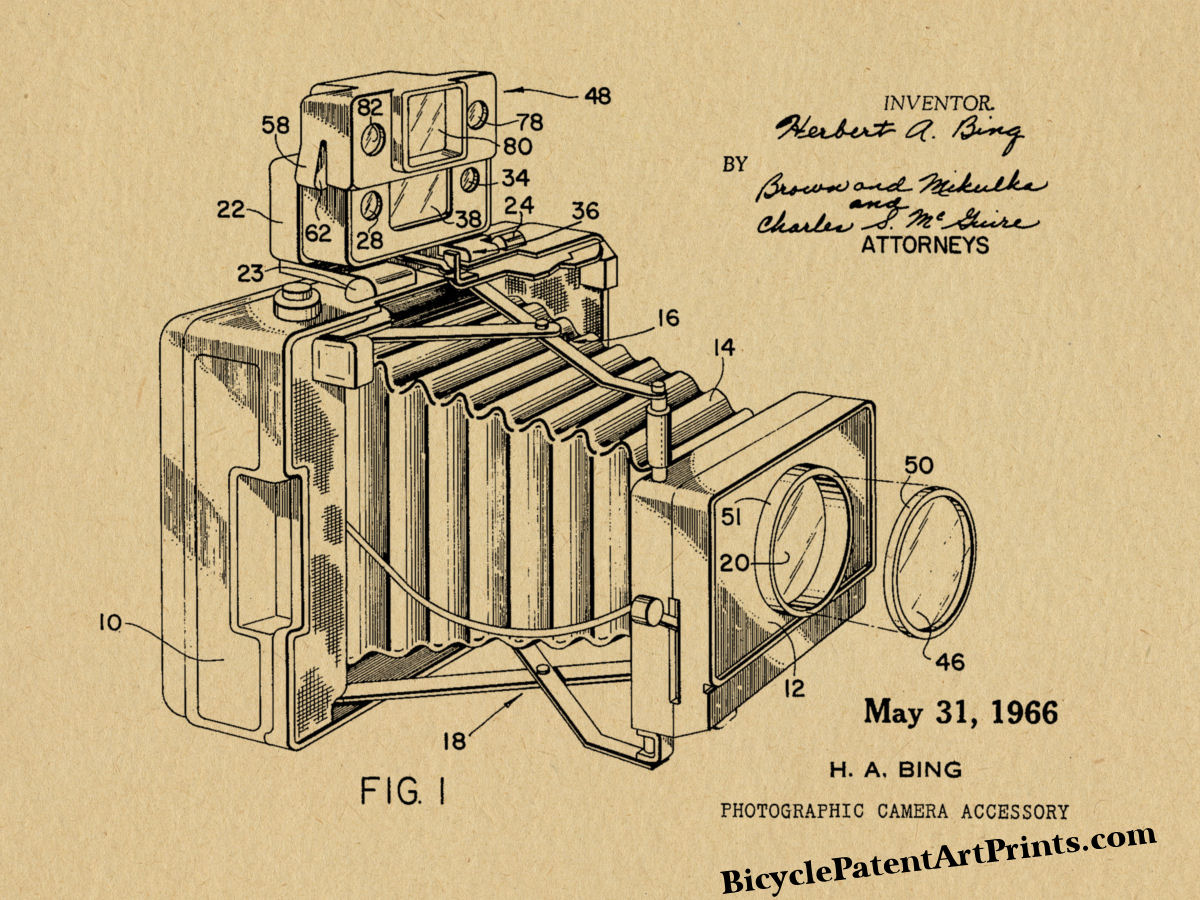 1966 Folding Camera Patent Art Drawing Print