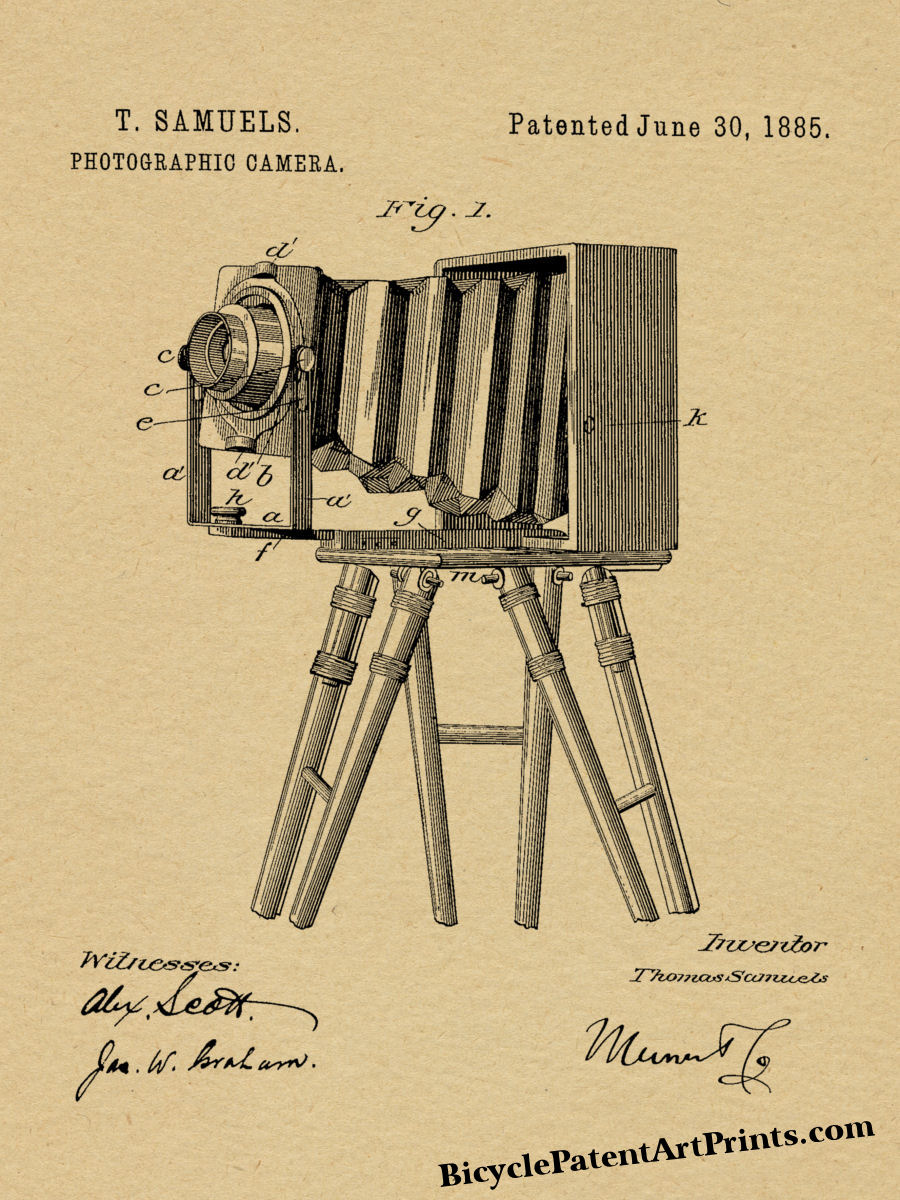 1885 Camera on Tripod Patent Print