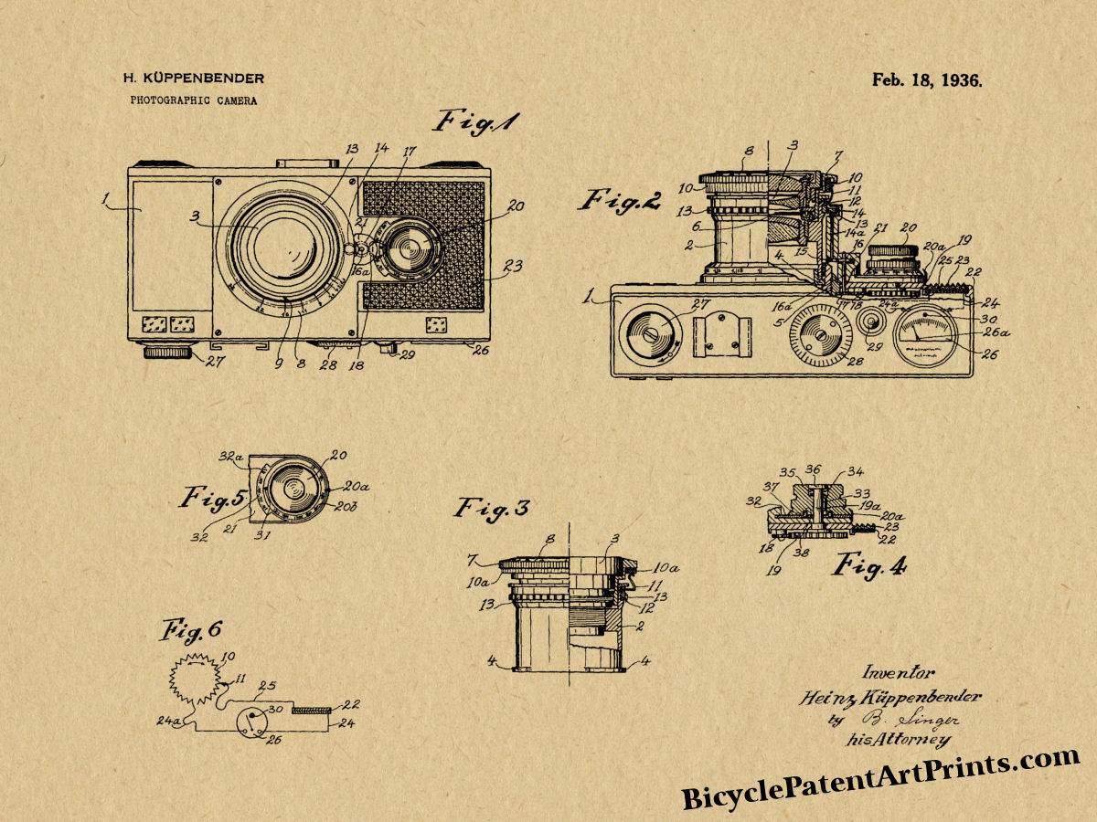 1936 Vintage Camera Patent Print