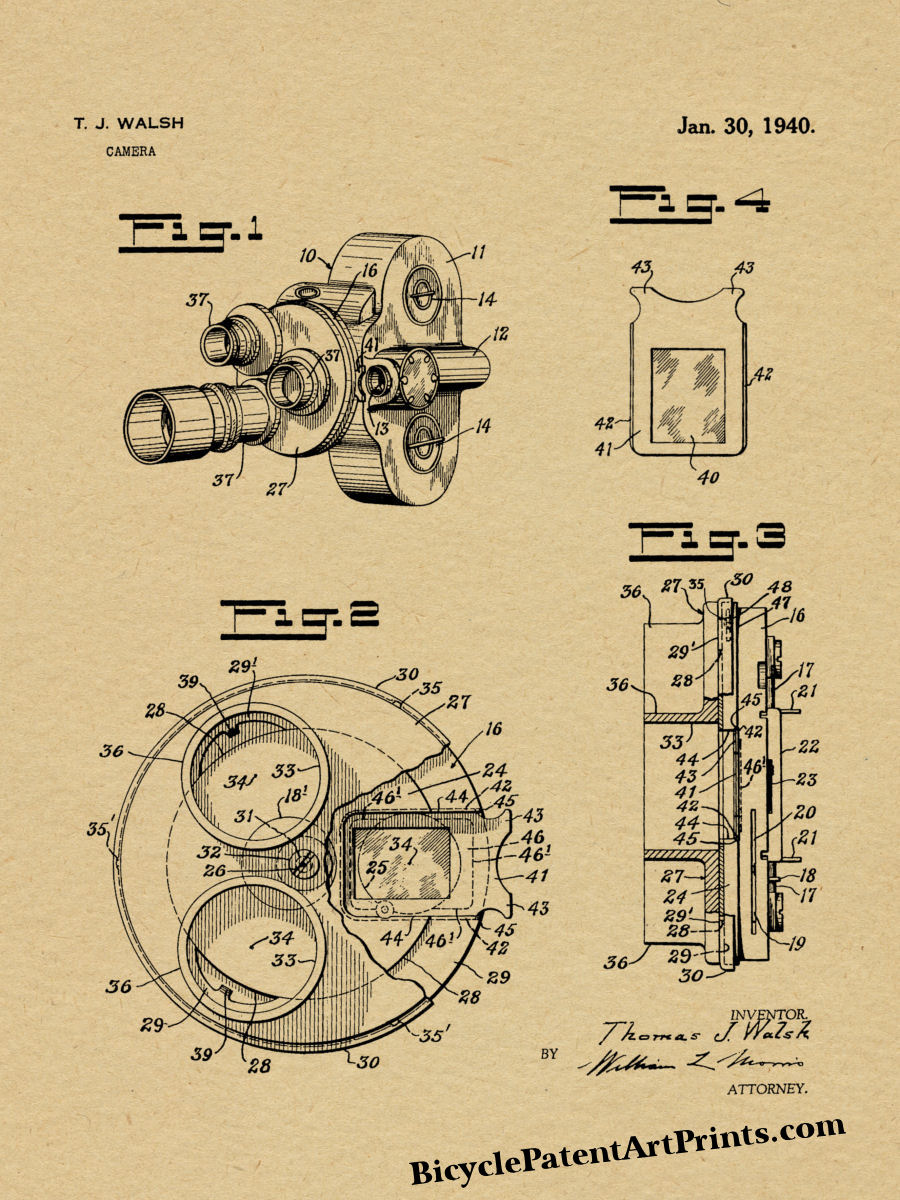 1940 Vintage Camera Patent Print