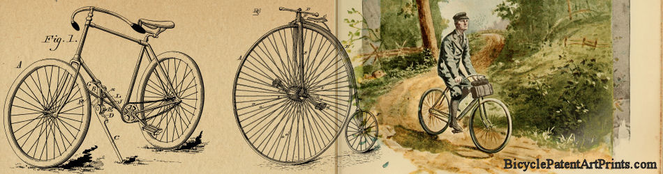 Vintage bicycle patent art prints