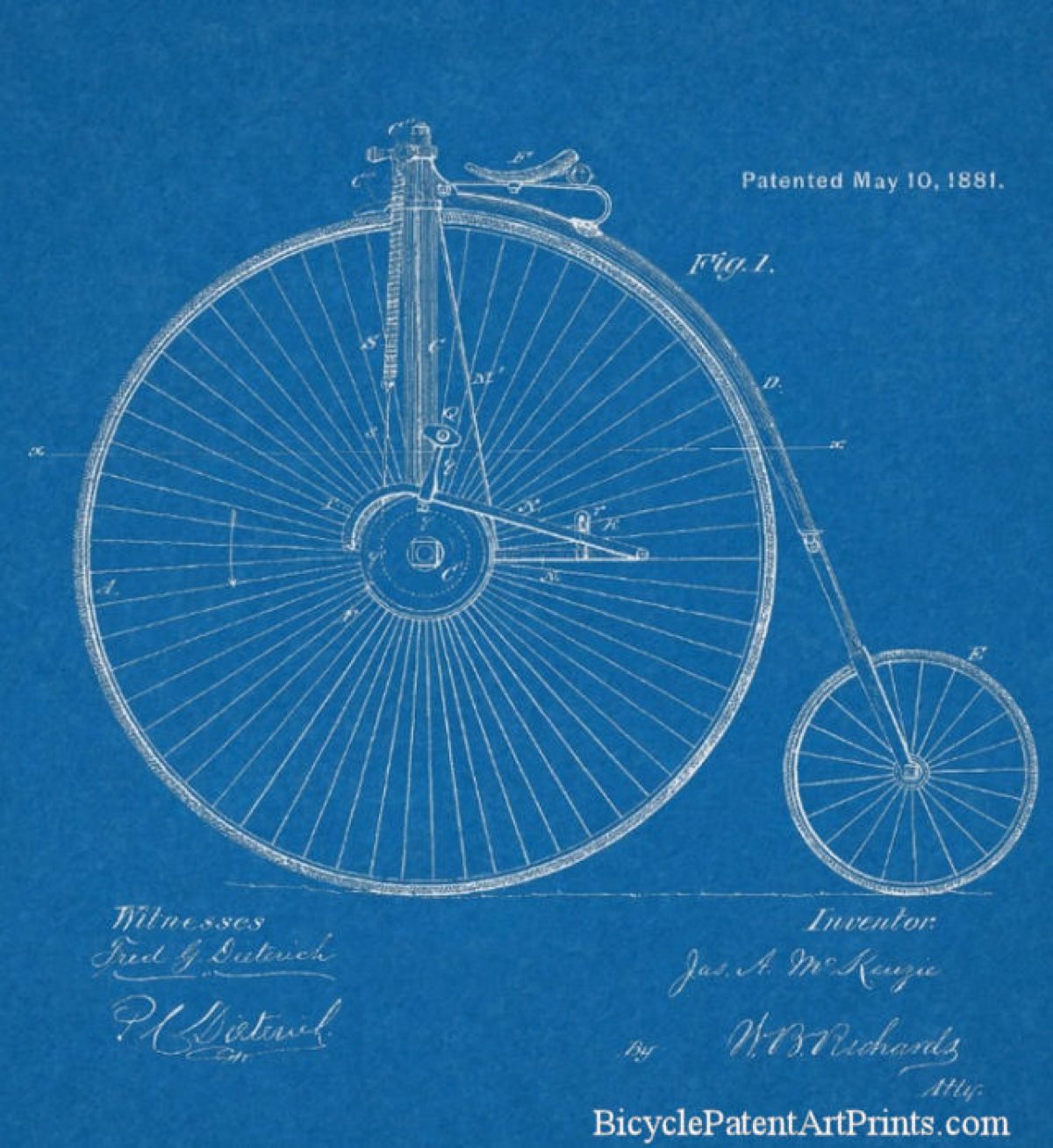 1881 Lever propelled high wheeler