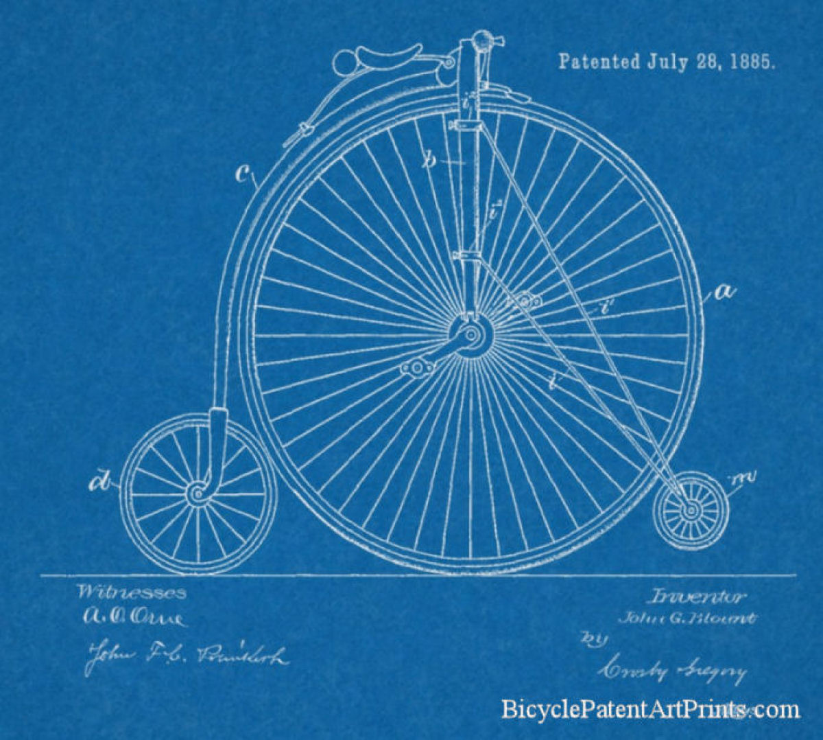 1885 Pedal driven bicycle with front support wheel
