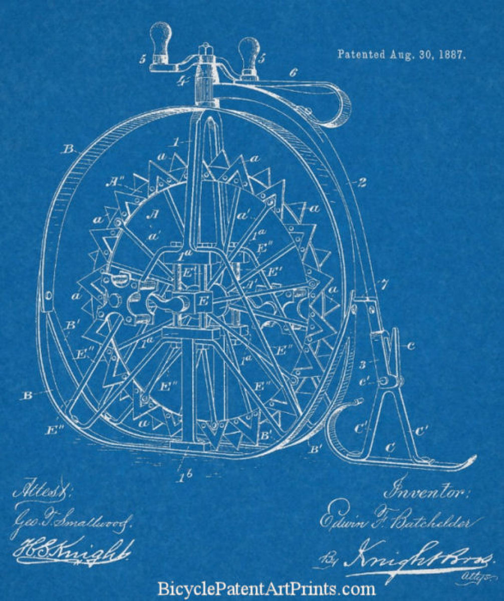 1887 Ice velocipede with spiked wheel with rear ski for driving on the ice