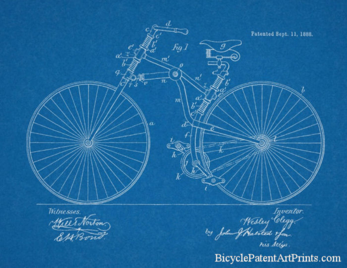 1888 Chain driven bike with frame suspension