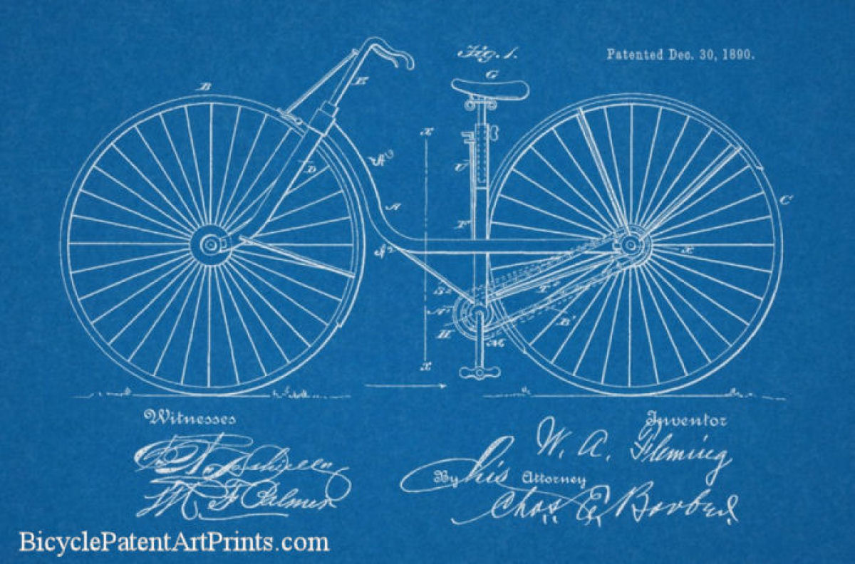 1890 Chain driven large wheeled bike with adjustable seat height and hand brakes