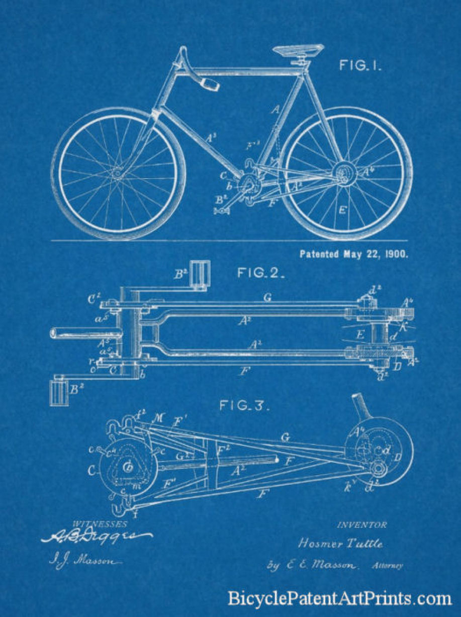 vintage 1900 Chainless lever propelled bicycle with close up on the gear drive