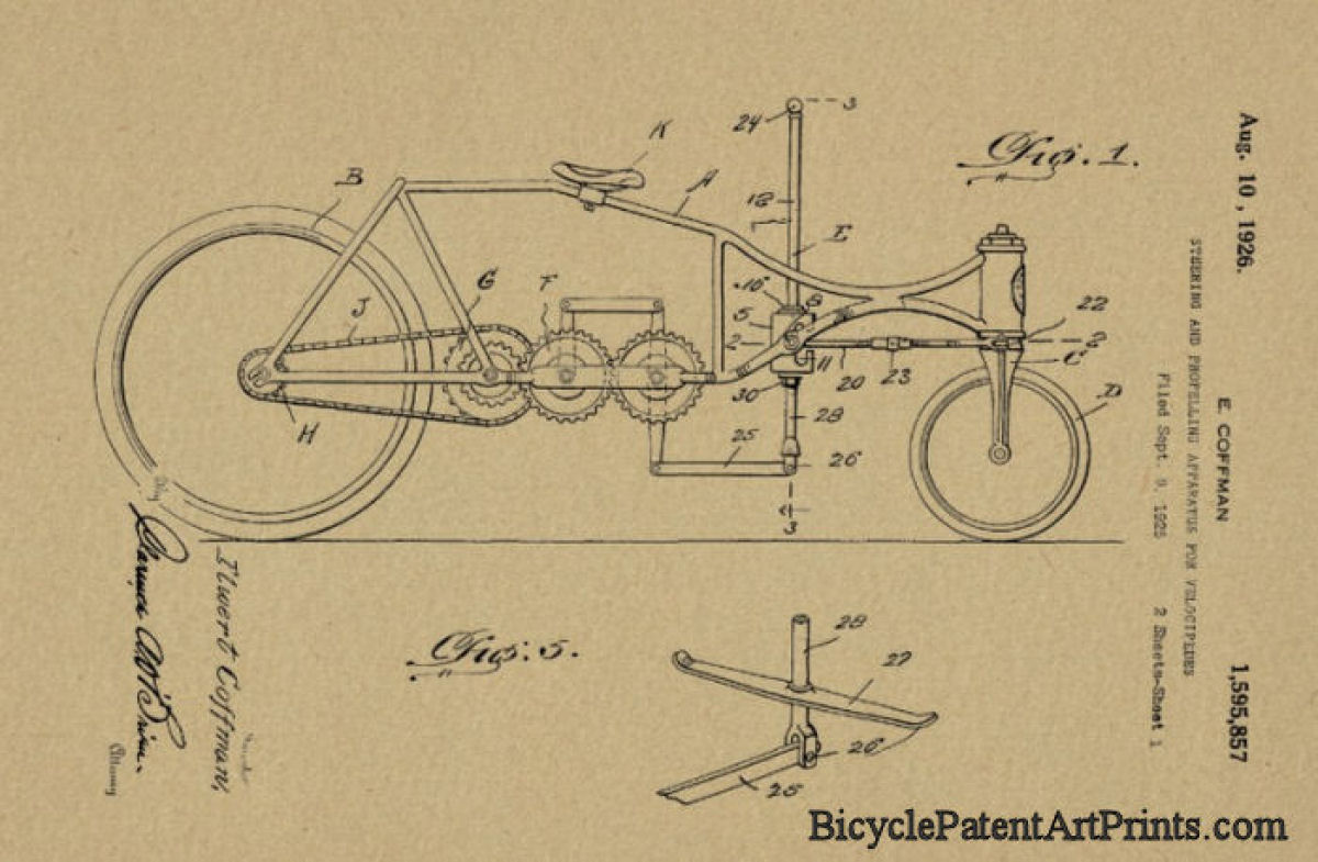 1926 Steering and propelling apparatus for velocipedes