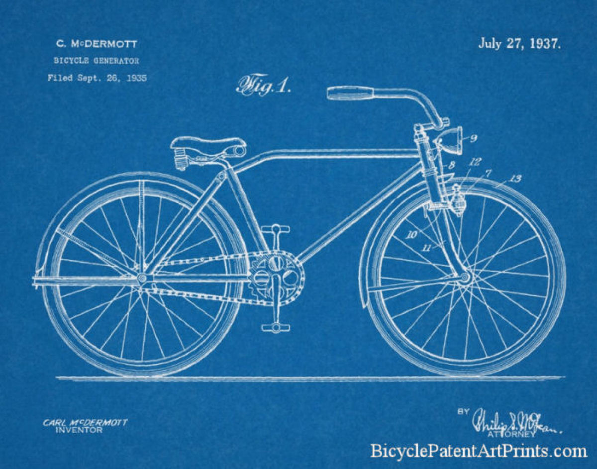 1937 Bicycle headlamp and generator