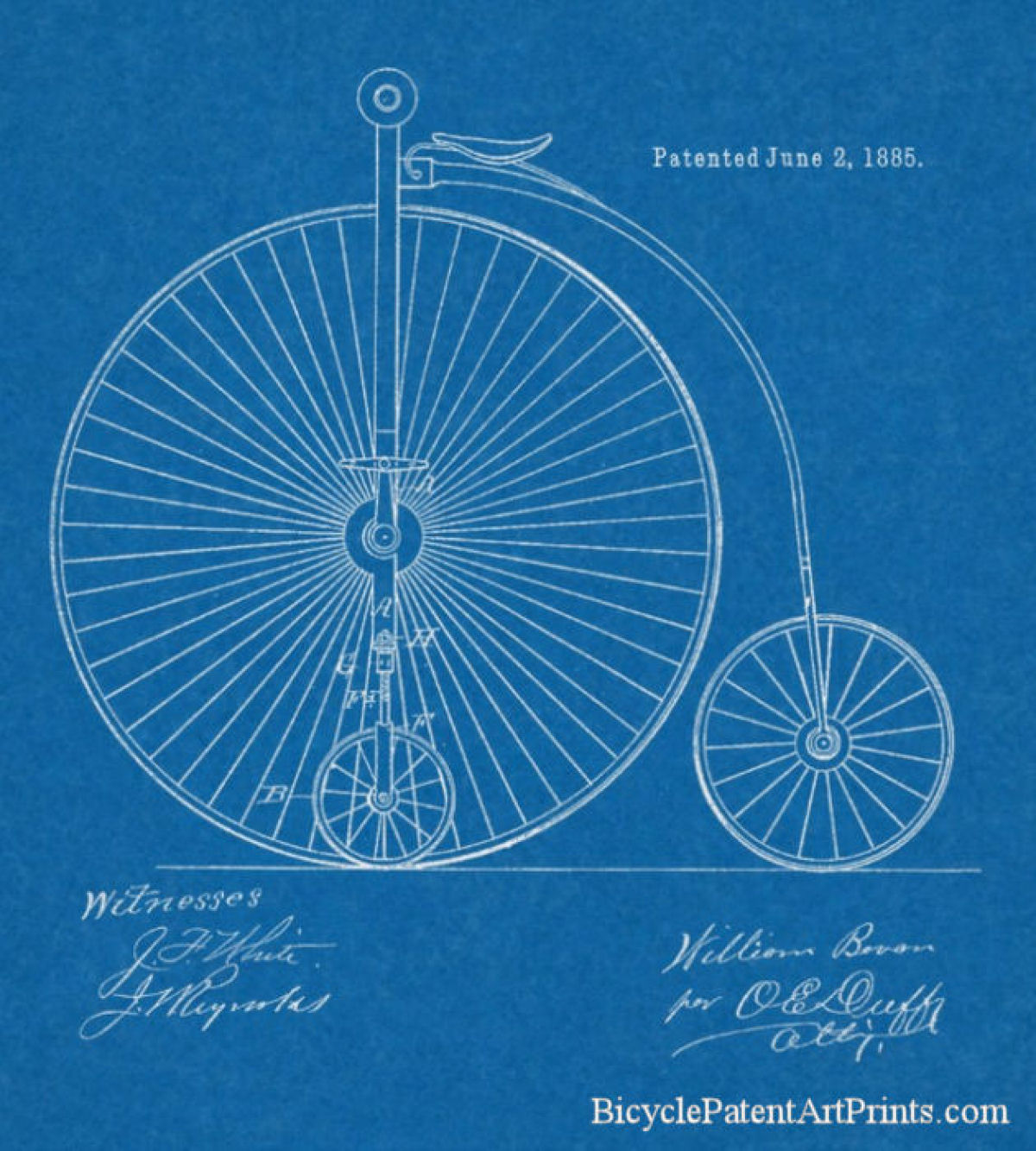 1885 Pedal drive bike with side support wheels