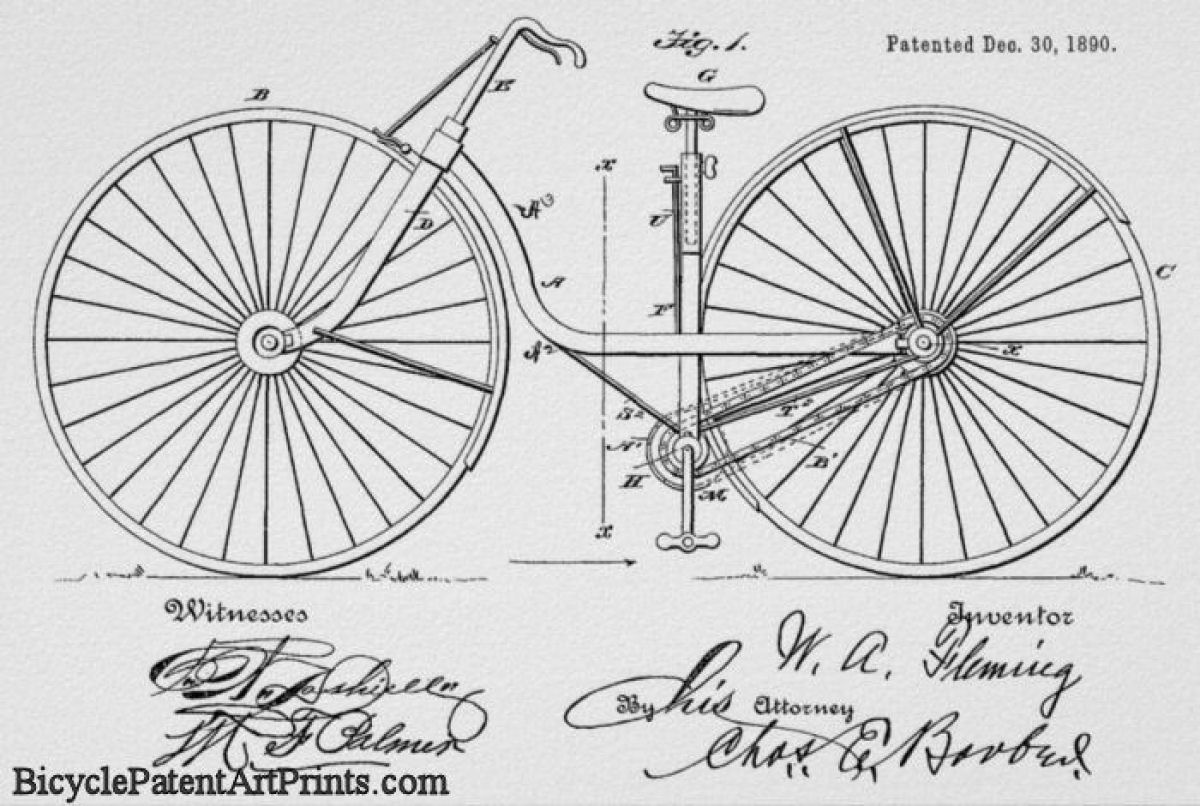 1890 Chain driven large wheeled bike with adjustable seat height and hand brakes