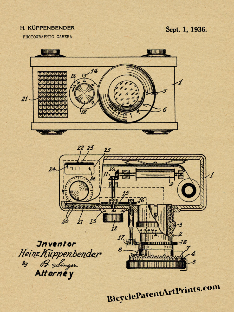 1936 Vintage Camera Drawing Print