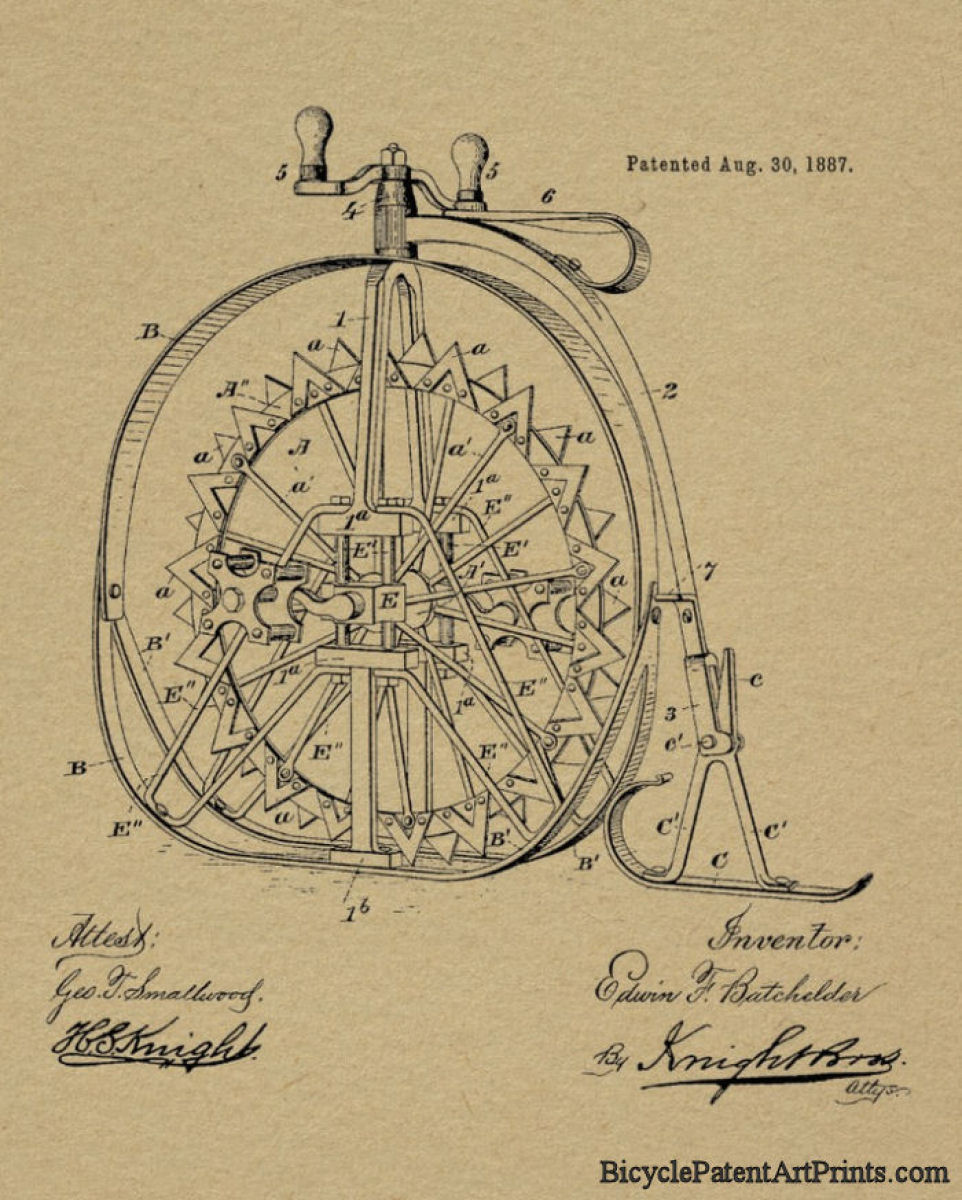 1887 Ice velocipede with toothed wheel and rear ski attachment