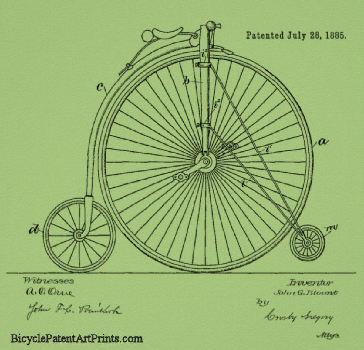 1885 High wheeler with front stabilizing wheel